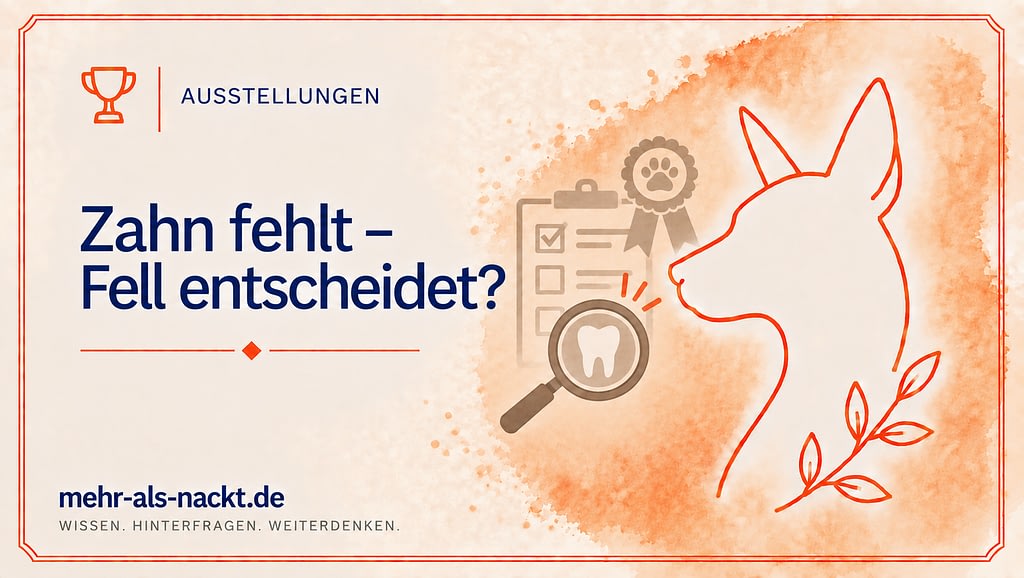 Illustration zum Beitrag „Zahn fehlt – Fell entscheidet?“ – stilisierter Hundekopf mit Zahnschema