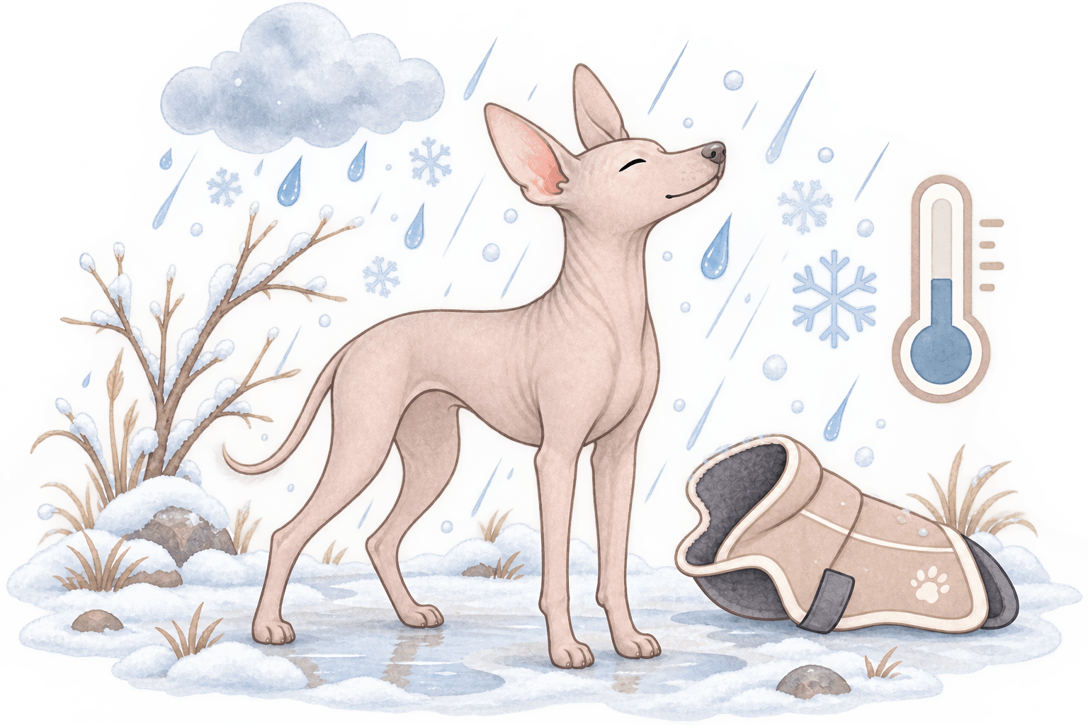 Illustration zu Nackthunden bei kaltem Wetter