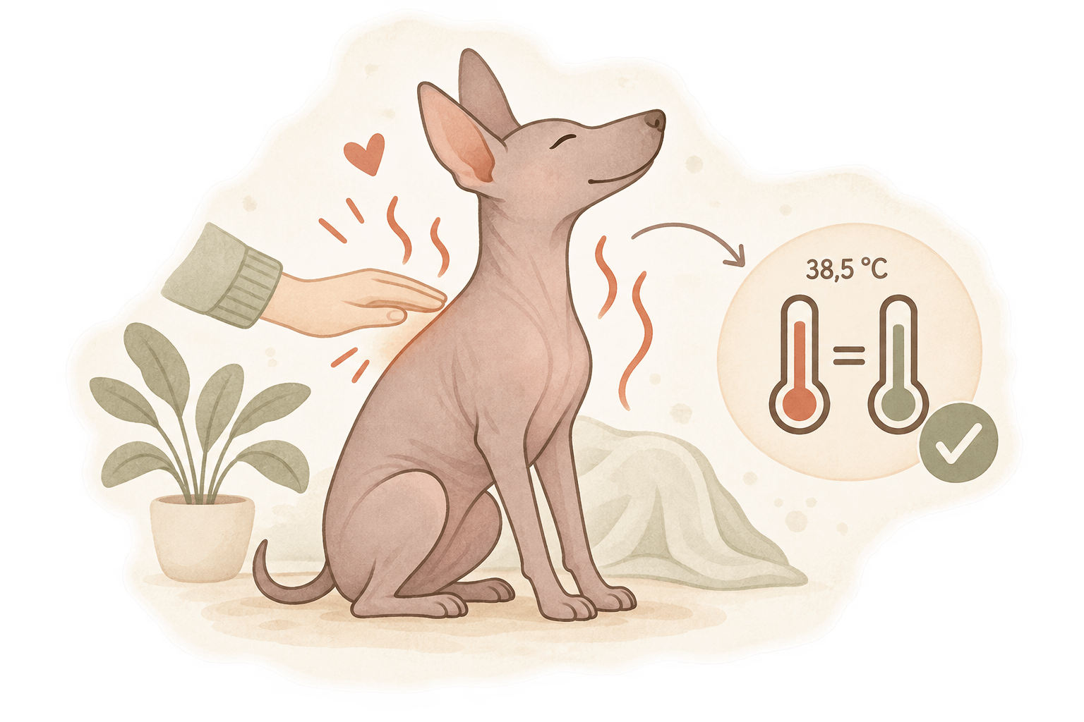 Illustration zum Wärmeempfinden bei Nackthunden