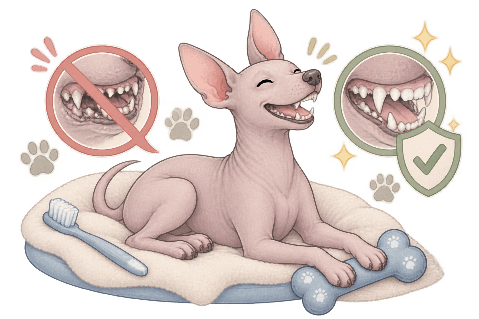 Illustration zum Gebiss von Nackthunden
