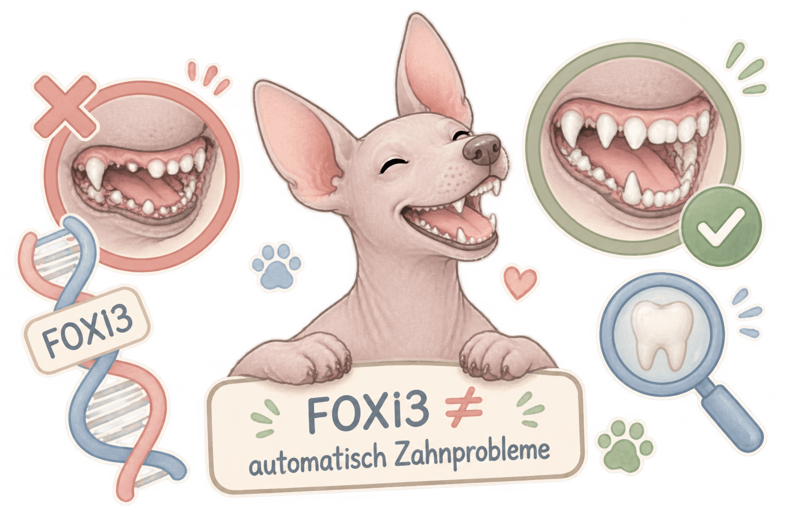 Illustration zu FOXI3 und Zahnentwicklung bei Nackthunden