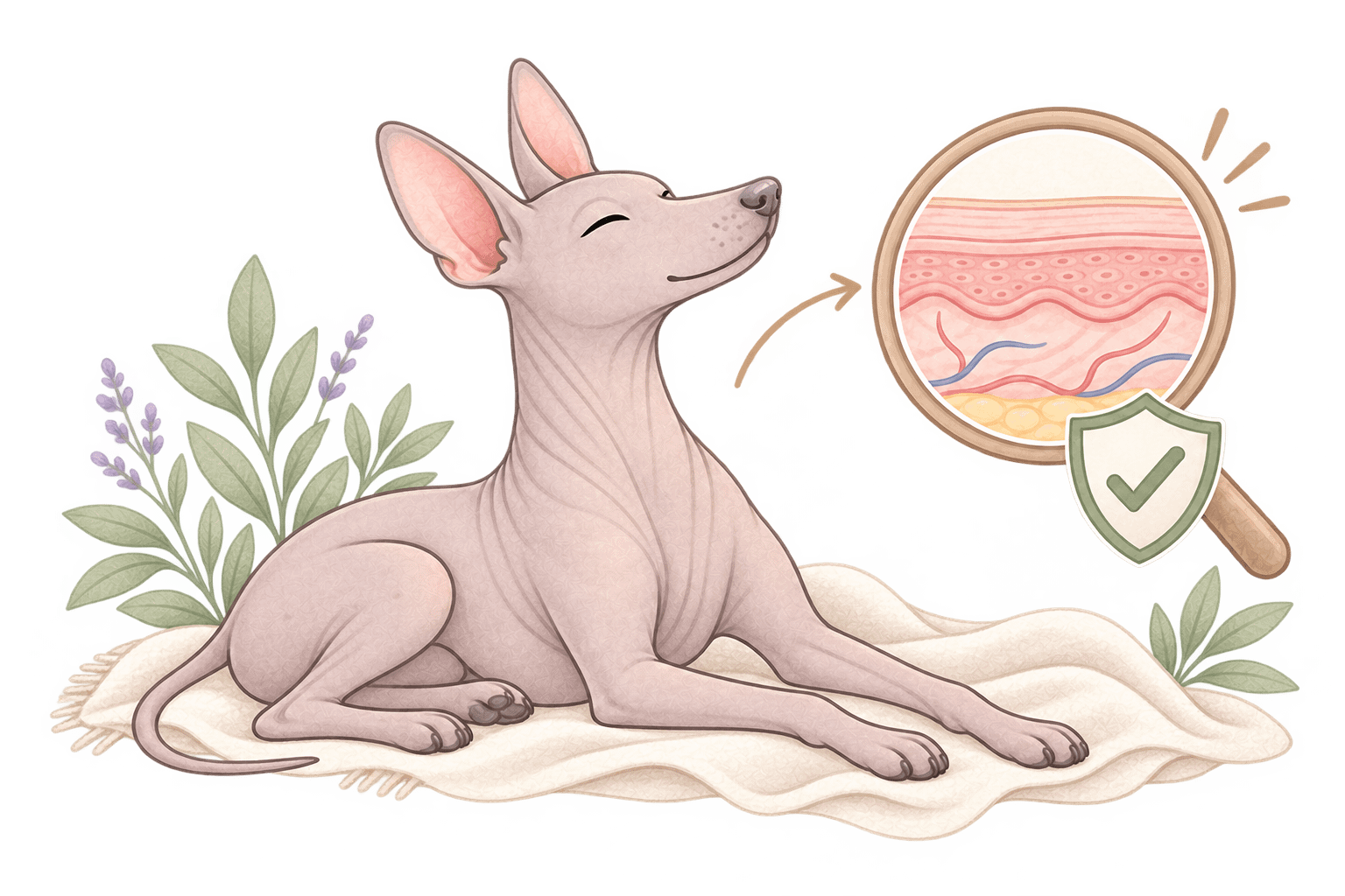 Illustration zur Haut von Nackthunden