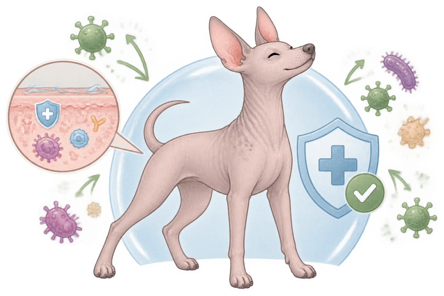Illustration zum Immunsystem von Nackthunden