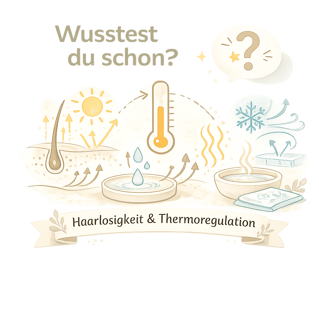 Illustration zum Thema „Wusstest Du schon … Haarlosigkeit & Thermoregulation“